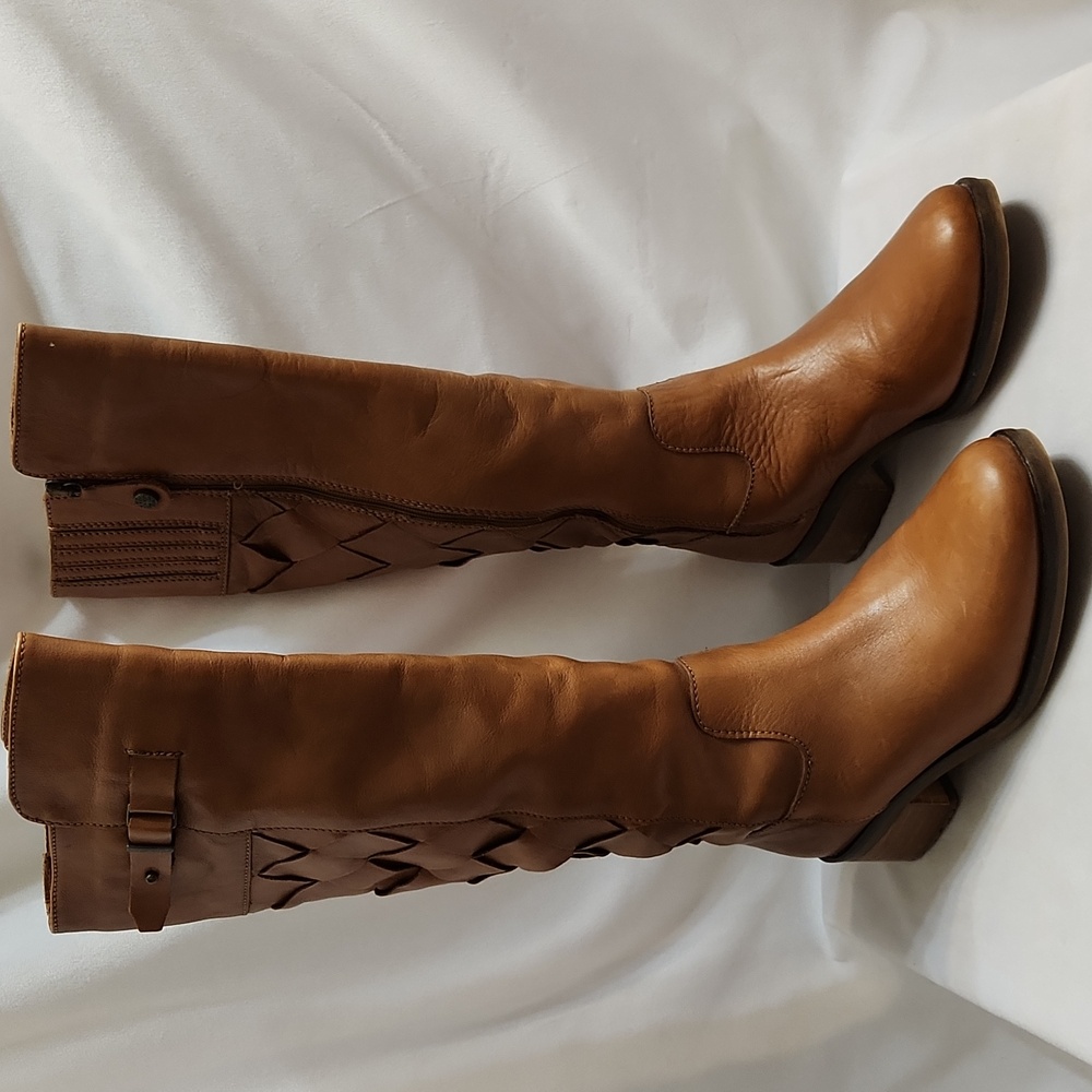 Fabianelli Woven Brown Leather Tall Lined Boots (W Size 37)